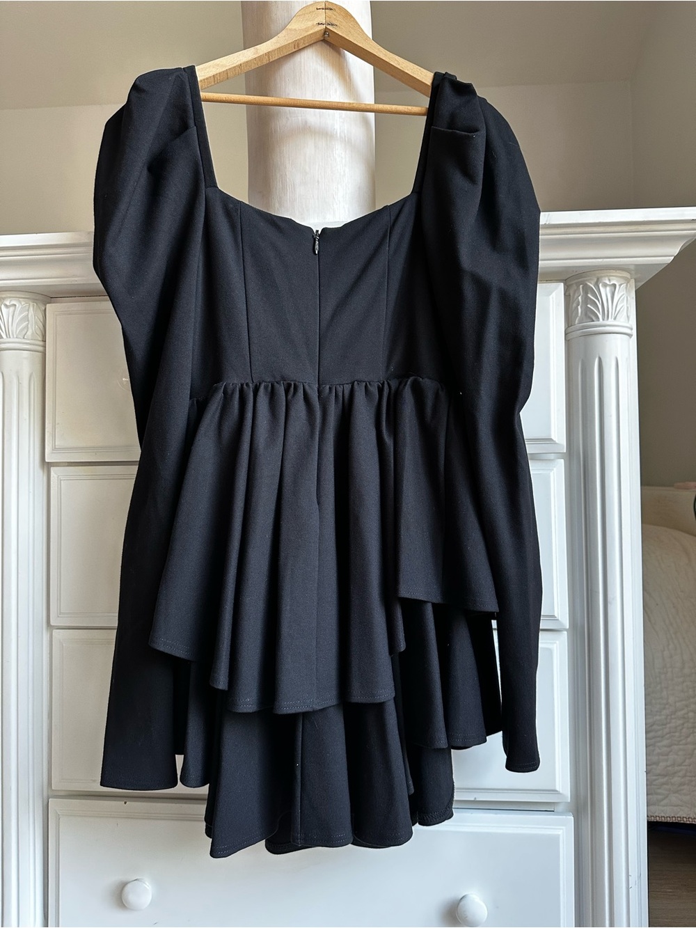 Selkie Boleyn Puff Sleeve Tiered Mini Dress M